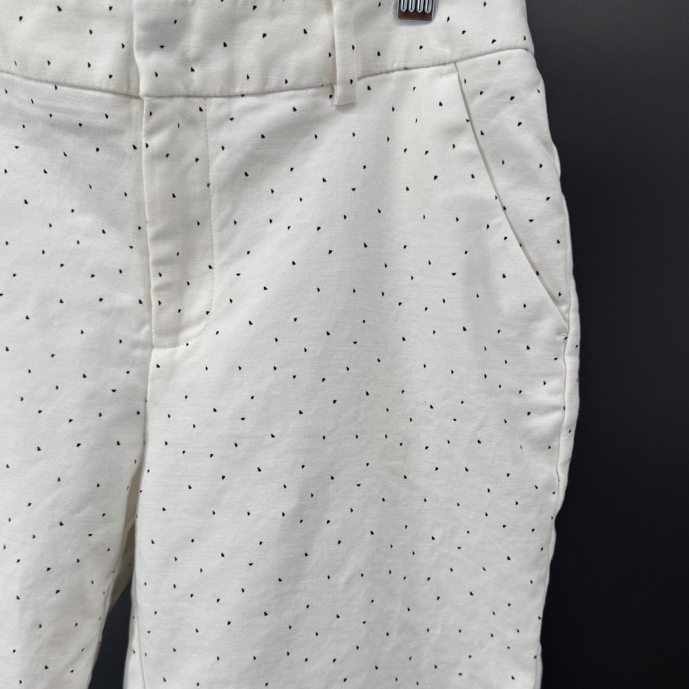 A New Day Womens White Black Triangle Print‎ Ankle Pants Size 8 Stretch Trousers